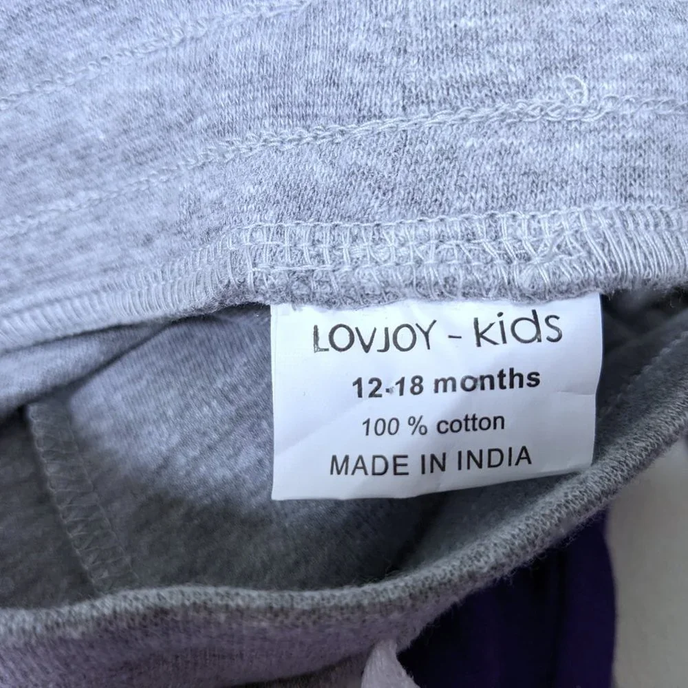 LovJoy Kids Joggers Toddler Sweatpants Pink Gray Purple 12-18 months NEW